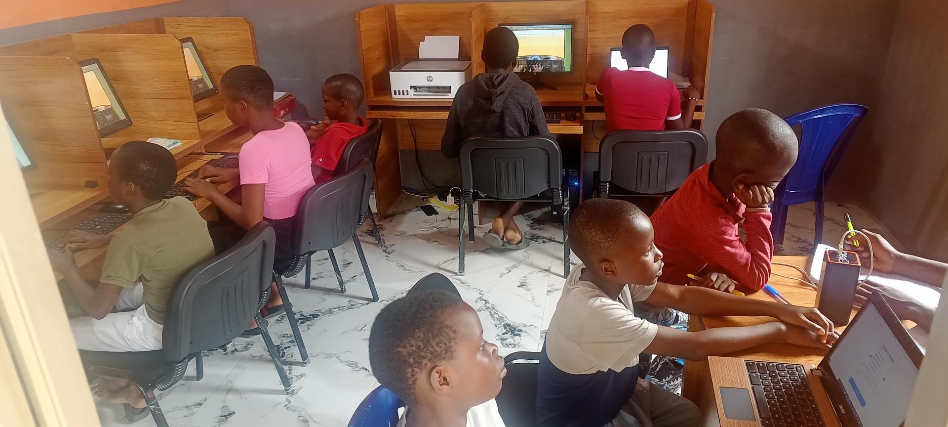 Students on computers